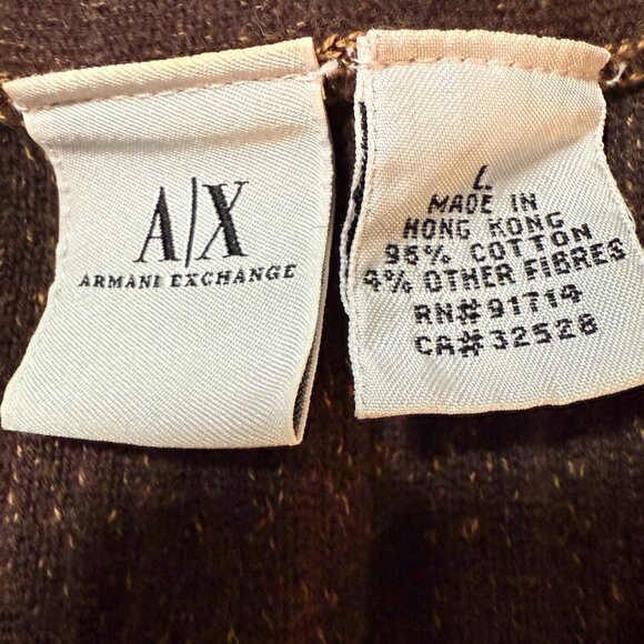 Armani Exchange A/X brown, ribbed, v-neck pullover sweater size Large - Picture 7 of 8